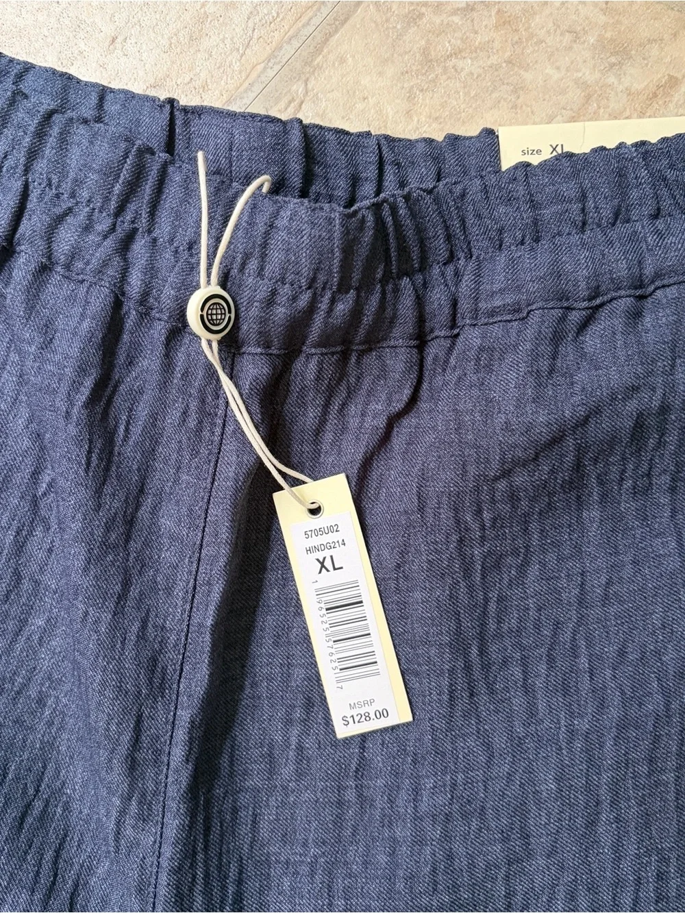 Max Studio London Barrel Leg Trousers XL Blue Pull On Textured Pants NWT Boho